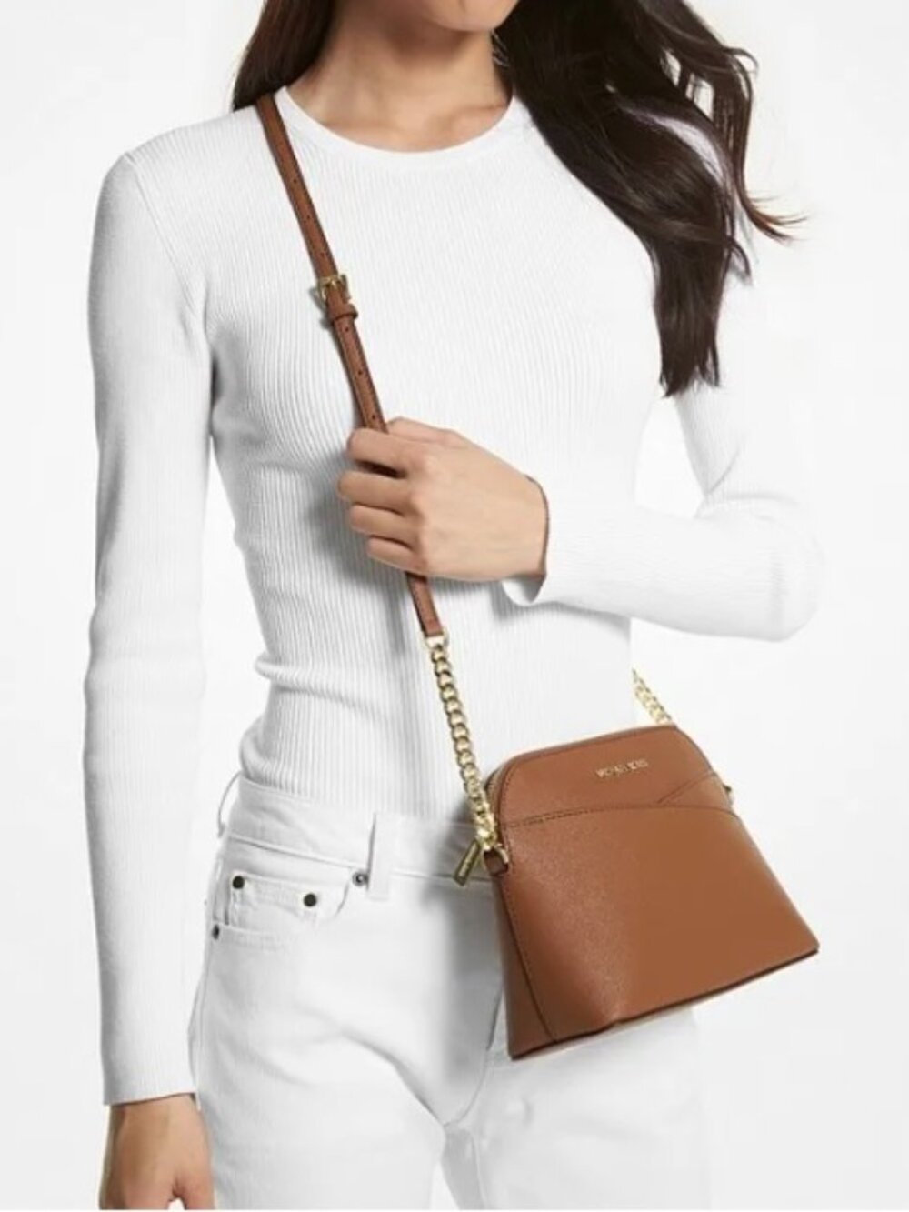 Michael Kors Jet Set Travel Medium Dome Crossbody Bag in Brown